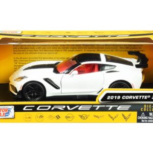 2019 Chevrolet Corvette C7 ZR1 White and Black with Red Interior “History of Corvette” Series 1/24 Diecast Model Car by Motormax