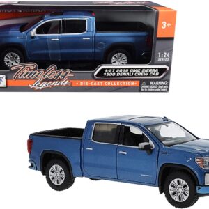 2019 GMC Sierra 1500 Denali Crew Cab Pickup Truck Blue Metallic 1/24-1/27 Diecast Model Car by Motormax