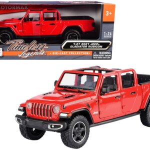 2021 Jeep Gladiator Rubicon (Open Top) Pickup Truck Red 1/24-1/27 Diecast Model Car by Motormax