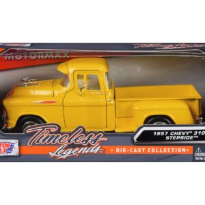 1957 Chevrolet 3100 Stepside Pickup Truck Yellow “Timeless Legends” Series 1/24 Diecast Model Car by Motormax