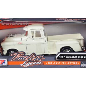 1957 GMC Blue Chip Pickup Truck White “Timeless Legends” Series 1/24 Diecast Model Car by Motormax