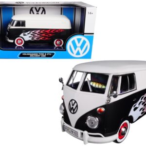 Volkswagen Type 2 (T1) Delivery Van with Flames 1/24 Diecast Car Model by Motormax