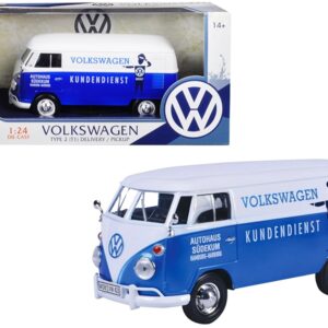 Volkswagen Type 2 (T1) Delivery Van Autohaus Sudekum “Kundendienst” Candy Blue and White 1/24 Diecast Model Car by Motormax