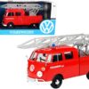 Volkswagen Type 2 (T1) Fire Truck with Aerial Ladder “Feuerwehr” Red 1/24 Diecast Model Car by Motormax