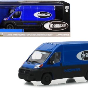 2018 RAM ProMaster 2500 Cargo Van High Roof Blue and Black “MOPAR Custom Shop” 1/43 Diecast Model Car by Greenlight