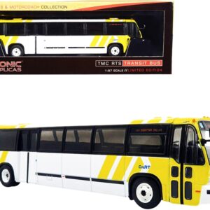 1999 TMC RTS Transit Bus #164 Downtown Dallas “Dart” White and Yellow “The Vintage...