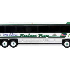 2001 MCI D4000 Coach Bus “Peter Pan 25 Years of Tours to all of America” White and Green “Vintage Bus & Motorcoach Collection” Limited Edition to 504 pieces Worldwide 1/87 (HO) Diecast Model by Iconic Replicas