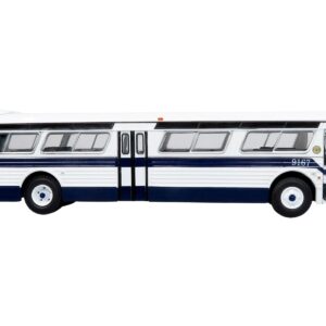 Flxible 53102 New Look Transit Bus “MTA New York City” White with Blue Stripes Limited Edition 1/87 (HO) Diecast Model by Iconic Replicas