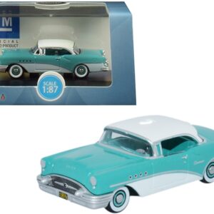 1955 Buick Century Turquoise and Polo White 1/87 (HO) Scale Diecast Model Car by Oxford Diecast