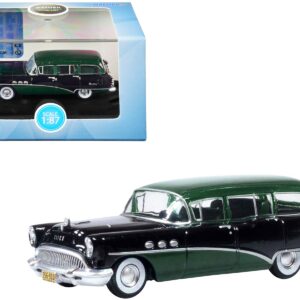 1954 Buick Century Estate Wagon Baffin Green and Carlsbad Black 1/87 (HO) Scale Diecast Model Car by Oxford Diecast