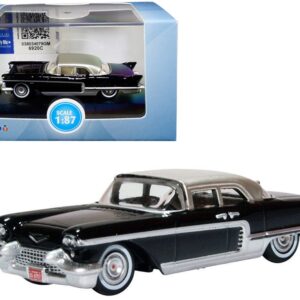 1957 Cadillac Eldorado Brougham Ebony Black with Silver Metallic Top 1/87 (HO) Scale Diecast Model Car by Oxford Diecast