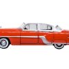 1954 Pontiac Chieftain 4 Door Coral Red with Winter White Top 1/87 (HO) Scale Diecast Model Car by Oxford Diecast