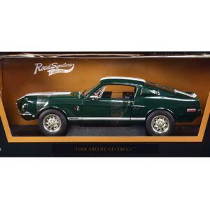 1968 Shelby GT500 KR Dark Green with White Stripes 1/18 Diecast Car Model by Road Signature