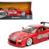 Dom’s Mazda RX-7 Red with Graphics “Fast & Furious” Movie 1/24 Diecast Model Car by Jada