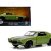 Dom’s 1973 Chevrolet Camaro “F-Bomb” Matt Green with Black Hood Stripe “Fast & Furious” Movie 1/32 Diecast Model Car by Jada