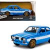 1970 Brian’s Ford Escort Blue with White Stripes “Fast & Furious” Movie 1/24 Diecast Model Car by Jada