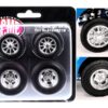 Show Chrome Gasser Wheels and Tires Set of 4 pieces from “1940 Gasser” for 1/18 Scale Models by ACME