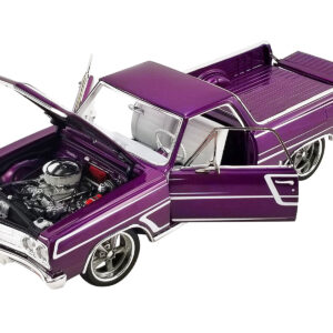 1965 Chevrolet El Camino SS “Custom Cruiser” Purple Metallic with White Graphics Limited Edition to 678 pieces Worldwide 1/18 Diecast Model Car by ACME