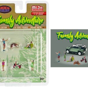 “Family Adventure” 6 piece Diecast Figure Set (4 Figures 1 Dog 1 Tricycle) Limited Edition to 3600 pieces Worldwide 1/64 Scale Models by American Diorama