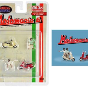 “Motomania 6” 4 piece Diecast Figure Set (2 Figures 2 Scooters) Limited Edition to 4800 pieces Worldwide 1/64 Scale Models by American Diorama