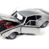 1968 Oldsmobile Cutlass “Hurst” Peruvian Silver Metallic with Black Stripes “Muscle Car & Corvette Nationals” (MCACN) 1/18 Diecast Model Car by Auto World