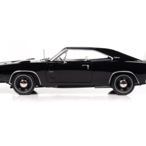 1969 Dodge Charger Daytona X9 Black with White Interior and Tail Stripe “American Muscle” Series 1/18 Diecast Model Car by Auto World