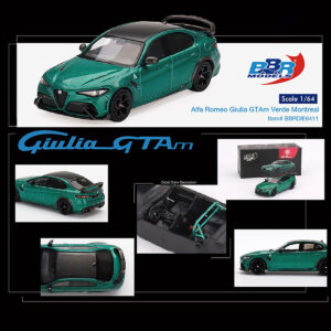 Alfa Romeo Giulia GTAm Verde Montreal Green Metallic with Carbon Top 1/64 Diecast Model Car by BBR