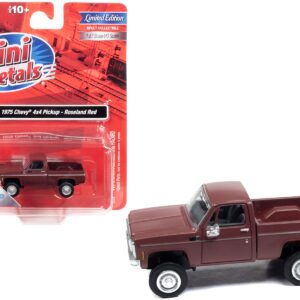 1975 Chevrolet 4×4 Pickup Truck Roseland Red 1/87 (HO) Scale Model Car by Classic Metal Works