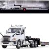 2018 Freightliner Cascadia Day Cab with Fontaine Traverse HT Hydraulic Tail Trailer White and Black 1/34 Diecast Model by First Gear