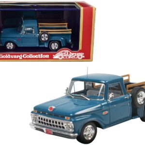 1965 Ford F-100 Stepside Pickup Truck Caribbean Turquoise with White Interior Limited Edition to 220 pieces Worldwide 1/43 Model Car by Goldvarg Collection