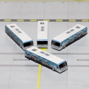 Cobus 3000 Passenger Bus White and Blue with Graphics “US Airways Shuttle Bus – Greener Transit” 4 Piece Set 1/400 Diecast Models by GeminiJets