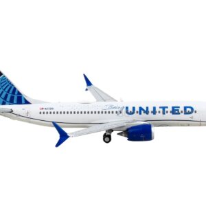 Boeing 737 MAX 8 Commercial Aircraft “United Airlines – Being United Together” White with Blue Tail 1/400 Diecast Model Airplane by GeminiJets