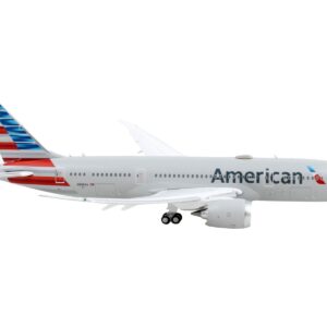 Boeing 787-8 Commercial Aircraft with Flaps Down “American Airlines” Gray with Striped Tail 1/400 Diecast Model Airplane by GeminiJets