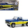 1969 Ford F-100 Pickup Truck Blue and Yellow with White Top and Bed Cover “Goodyear Tires” “Running on Empty” Series 6 1/24 Diecast Model Car by Greenlight