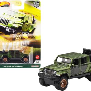 2020 Jeep Gladiator Rubicon Pickup Truck with Two Motorcycles Green Metallic and Gray “Hyper Haulers” Series Diecast Model Car by Hot Wheels