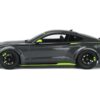 Ford Mustang RTR Spec 5 Gray with Black and Green Stripes “10th Anniversary” 1/18 Model Car by GT Spirit