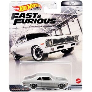 1970 Chevrolet Nova SS Silver Metallic with Black Stripes “Fast & Furious” Series Diecast Model Car by Hot Wheels