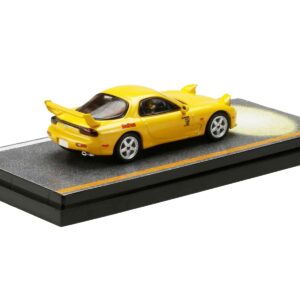 Mazda RX-7 (FD3S) RHD (Right Hand Drive) Yellow “RedSuns” with Keisuke Takahashi Driver Figure (Version 2) “Initial D” (1995-2013) Manga 1/64 Diecast Model Car by Hobby Japan