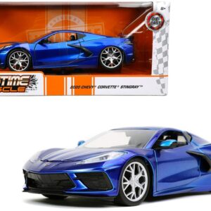 2020 Chevrolet Corvette Stingray C8 Candy Blue “Bigtime Muscle” 1/24 Diecast Model Car by Jada