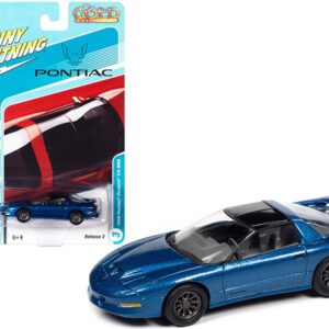 1996 Pontiac Firebird Trans Am T/A WS6 Medium Cloisonne Blue Metallic with Black Top “Classic Gold Collection” Limited Edition to 7418 pieces Worldwide 1/64 Diecast Model Car by Johnny Lightning