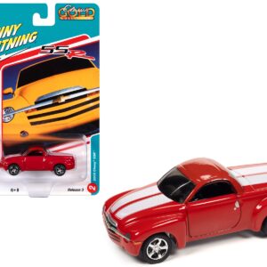 2005 Chevrolet SSR Pickup Truck Torch Red with White Stripes “Classic Gold Collection” Series Limited Edition to 8476 pieces Worldwide 1/64 Diecast Model Car by Johnny Lightning