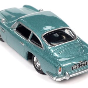 1966 Aston Martin DB5 RHD (Right Hand Drive) Caribbean Pearl Blue Metallic “Classic Gold Collection” 2023 Release 1 Limited Edition to 4428 pieces Worldwide 1/64 Diecast Model Car by Johnny Lightning