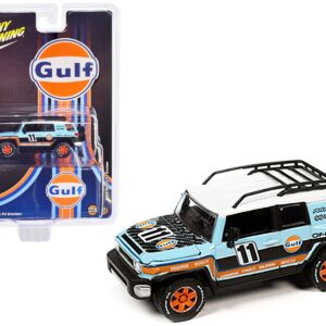 2007 Toyota FJ Cruiser #11 Light Blue “Gulf Oil” with Roofrack Limited Edition to 6000 pieces Worldwide 1/64 Diecast Model Car by Johnny Lightning