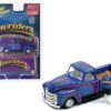 1950 Chevrolet 3100 Pickup Truck Lowrider Blue with Graphics and Diecast Figure Limited Edition to 3600 pieces Worldwide 1/64 Diecast Model Car by Johnny Lightning