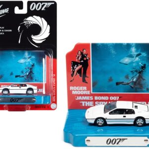 1976 Lotus Esprit S1 White with Collectible Tin Display “007” (James Bond) “The Spy Who Loved Me” (1977) Movie (10th in the James Bond Series) 1/64 Diecast Model Car by Johnny Lightning