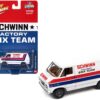 1976 Chevrolet G20 Van White with Stripes “Schwinn Factory BMX Team” “Pop Culture” 2023 Release 1 1/64 Diecast Model Car by Johnny Lightning