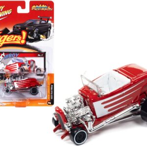 1932 Ford Hiboy “Sky Hiboy” Bright Red with White Graphics “Zingers!” Limited Edition to 4716 pieces Worldwide “Street Freaks” Series 1/64 Diecast Model Car by Johnny Lightning