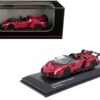 Lamborghini Veneno Roadster Magenta with Red Line 1/64 Diecast Model Car by Kyosho