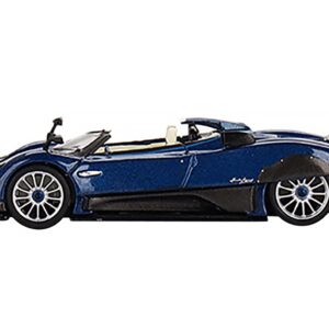 Pagani Zonda HP Barchetta Convertible Blue Tricolore Metallic and Carbon with White Interior Limited Edition to 4200 pieces Worldwide 1/64 Diecast Model Car by True Scale Miniatures