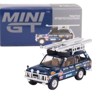 Land Rover Range Rover Blue “1971 British Trans-Americas Expedition (VXC-868K)” with Roof Rack and Ladder Limited Edition to 3000 pieces Worldwide 1/64 Diecast Model Car by True Scale Miniatures